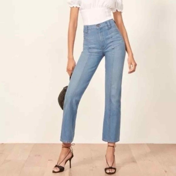 Reformation Women High Rise 70s Denim Jeans Skye Wash Size 27 - Picture 1 of 9